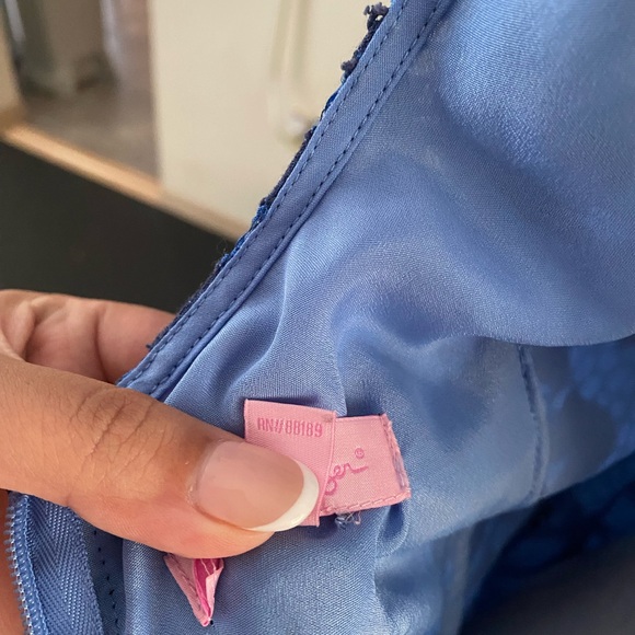 Lilly Pulitzer Aaliyah Size 6 Blue Lace Shift Dress Long Sleeve Sorority Rush - Picture 12 of 12